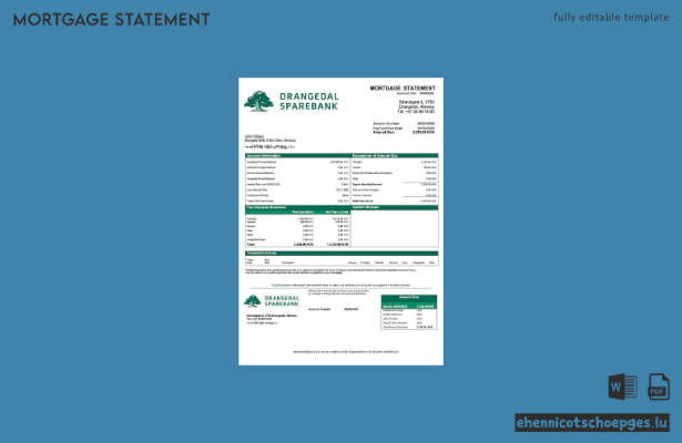 Beispiel eines Hypothekenauszugs der Drededal Sparbank in Norwegen (Word- und PDF-Datei)